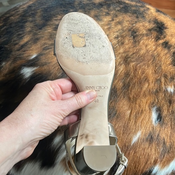 Jimmy Choo ankle strap metallic sandal. Size 40. - Picture 4 of 4